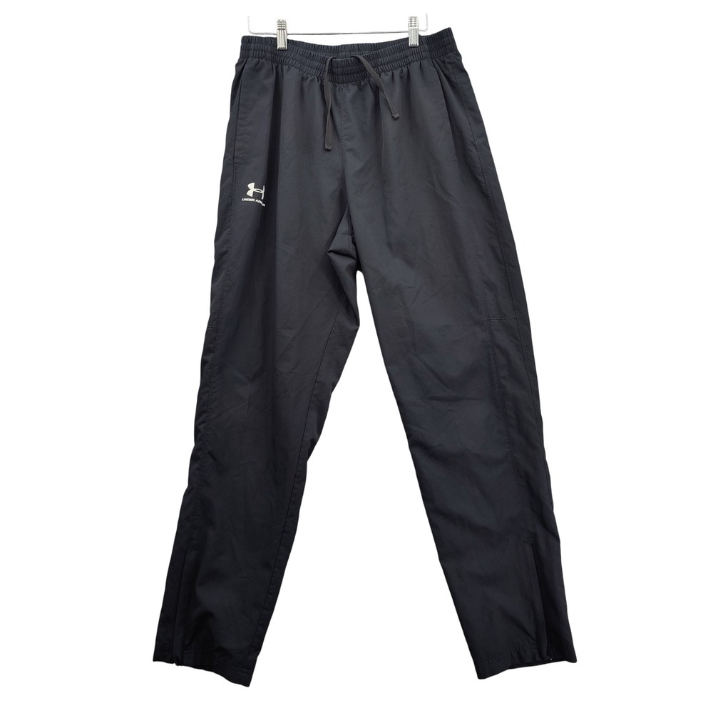 Under Armour Women Sporty Gorpcore Track Pants L Black Mesh Lined Windbreaker